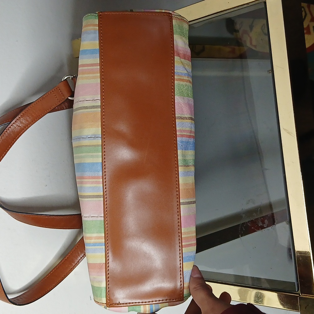 Fossil Multi Color Striped Hand Bag Y2k - image 7